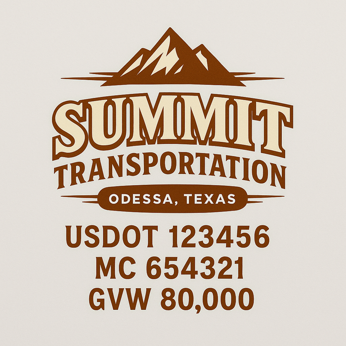 Custom Truck Door Decal Sticker Sign For Trucking, Transport, Logistics, Work Trucks, Semi Trucks With USDOT, MC, CA, KYU, VIN, GVW Regulation Numbers (Set of 2)