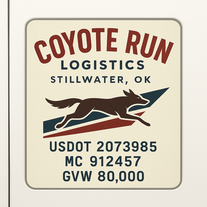 Custom Truck Door Decal Sticker Sign For Trucking, Transport, Logistics, Work Trucks, Semi Trucks With USDOT, MC, CA, KYU, VIN, GVW Regulation Numbers (Set of 2)