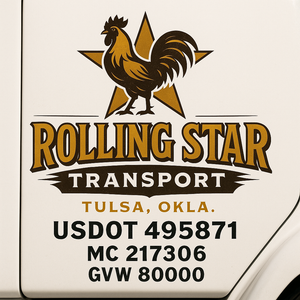 Custom Truck Door Decal Sticker Sign For Trucking, Transport, Logistics, Work Trucks, Semi Trucks With USDOT, MC, CA, KYU, VIN, GVW Regulation Numbers (Set of 2)