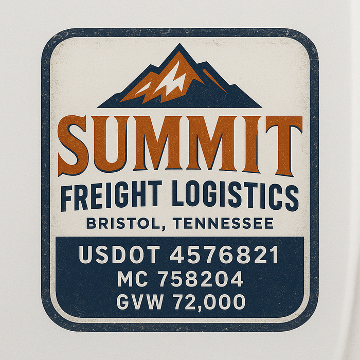 Custom Truck Door Decal Sticker Sign For Trucking, Transport, Logistics, Work Trucks, Semi Trucks With USDOT, MC, CA, KYU, VIN, GVW Regulation Numbers (Set of 2)