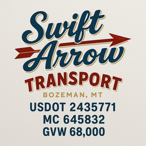 Custom Truck Door Decal Sticker Sign For Trucking, Transport, Logistics, Work Trucks, Semi Trucks With USDOT, MC, CA, KYU, VIN, GVW Regulation Numbers (Set of 2)