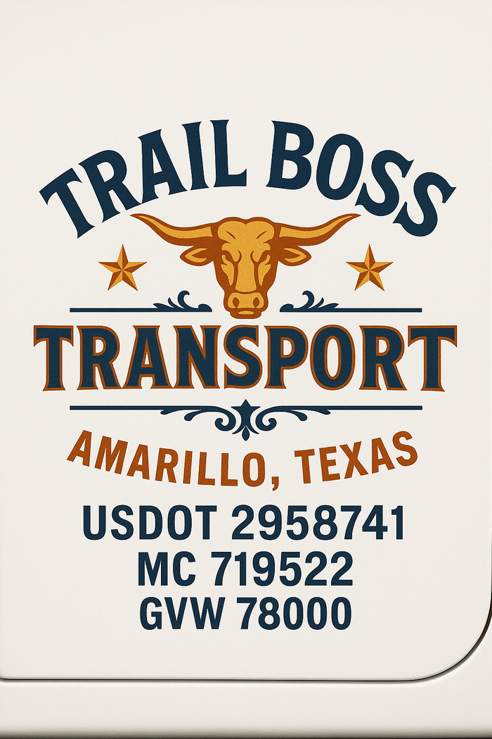 Custom Truck Door Decal Sticker Sign For Trucking, Transport, Logistics, Work Trucks, Semi Trucks With USDOT, MC, CA, KYU, VIN, GVW Regulation Numbers (Set of 2)
