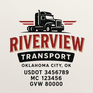 Custom Truck Door Decal Sticker Sign For Trucking, Transport, Logistics, Work Trucks, Semi Trucks With USDOT, MC, CA, KYU, VIN, GVW Regulation Numbers (Set of 2)