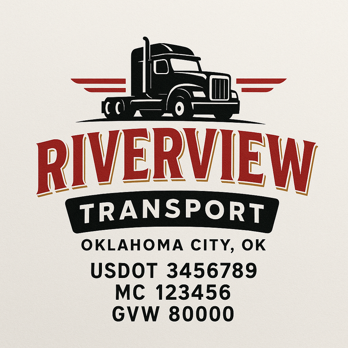 Custom Truck Door Decal Sticker Sign For Trucking, Transport, Logistics, Work Trucks, Semi Trucks With USDOT, MC, CA, KYU, VIN, GVW Regulation Numbers (Set of 2)