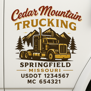 Custom Truck Door Decal Sticker Sign For Trucking, Transport, Logistics, Work Trucks, Semi Trucks With USDOT, MC, CA, KYU, VIN, GVW Regulation Numbers (Set of 2)