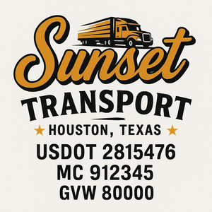 Custom Truck Door Decal Sticker Sign For Trucking, Transport, Logistics, Work Trucks, Semi Trucks With USDOT, MC, CA, KYU, VIN, GVW Regulation Numbers (Set of 2)