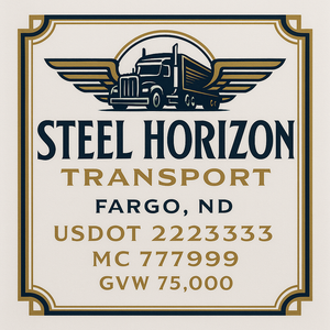 Custom Truck Door Decal Sticker Sign For Trucking, Transport, Logistics, Work Trucks, Semi Trucks With USDOT, MC, CA, KYU, VIN, GVW Regulation Numbers (Set of 2)