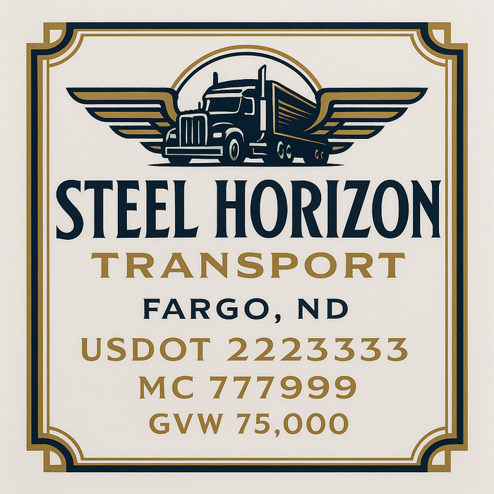 Custom Truck Door Decal Sticker Sign For Trucking, Transport, Logistics, Work Trucks, Semi Trucks With USDOT, MC, CA, KYU, VIN, GVW Regulation Numbers (Set of 2)