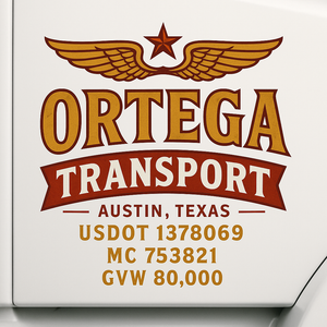 Custom Truck Door Decal Sticker Sign For Trucking, Transport, Logistics, Work Trucks, Semi Trucks With USDOT, MC, CA, KYU, VIN, GVW Regulation Numbers (Set of 2)