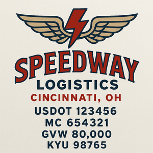 Custom Truck Door Decal Sticker Sign For Trucking, Transport, Logistics, Work Trucks, Semi Trucks With USDOT, MC, CA, KYU, VIN, GVW Regulation Numbers (Set of 2)