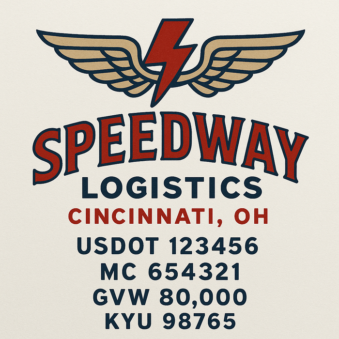 Custom Truck Door Decal Sticker Sign For Trucking, Transport, Logistics, Work Trucks, Semi Trucks With USDOT, MC, CA, KYU, VIN, GVW Regulation Numbers (Set of 2)