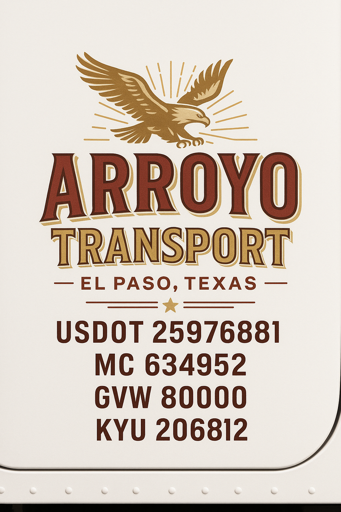 Custom Truck Door Decal Sticker Sign For Trucking, Transport, Logistics, Work Trucks, Semi Trucks With USDOT, MC, CA, KYU, VIN, GVW Regulation Numbers (Set of 2)