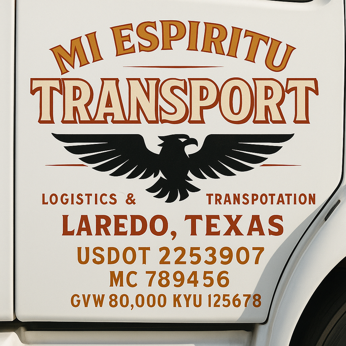 Custom Truck Door Decal Sticker Sign For Trucking, Transport, Logistics, Work Trucks, Semi Trucks With USDOT, MC, CA, KYU, VIN, GVW Regulation Numbers (Set of 2)