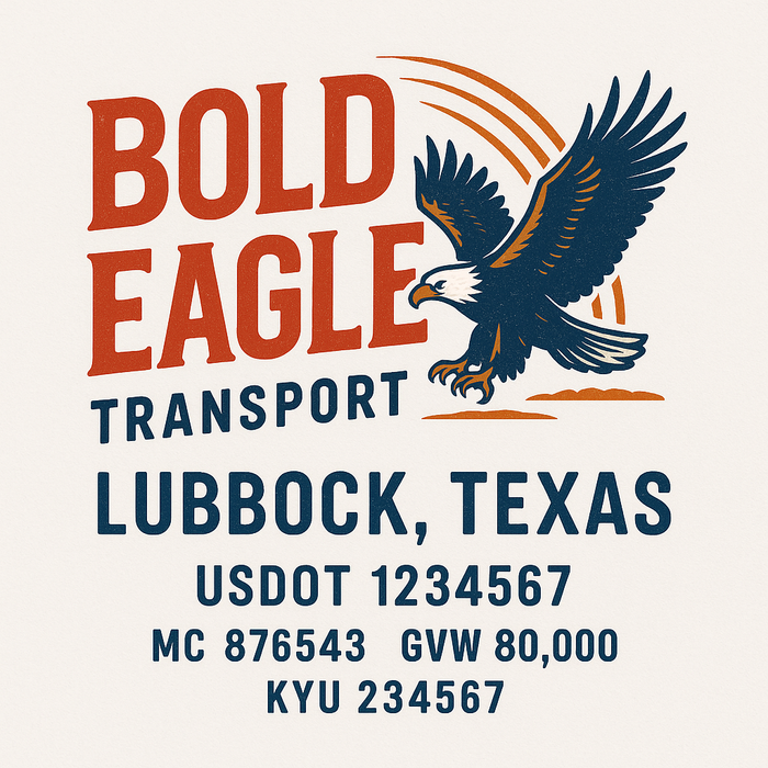 Custom Truck Door Decal Sticker Sign For Trucking, Transport, Logistics, Work Trucks, Semi Trucks With USDOT, MC, CA, KYU, VIN, GVW Regulation Numbers (Set of 2)