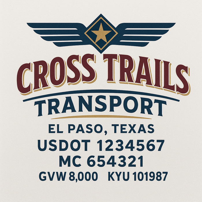 Custom Truck Door Decal Sticker Sign For Trucking, Transport, Logistics, Work Trucks, Semi Trucks With USDOT, MC, CA, KYU, VIN, GVW Regulation Numbers (Set of 2)