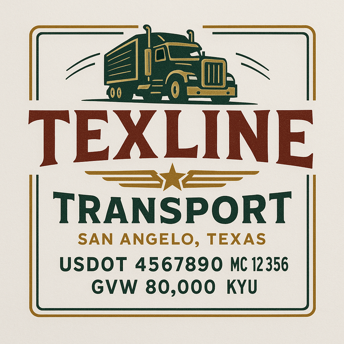Custom Truck Door Decal Sticker Sign For Trucking, Transport, Logistics, Work Trucks, Semi Trucks With USDOT, MC, CA, KYU, VIN, GVW Regulation Numbers (Set of 2)