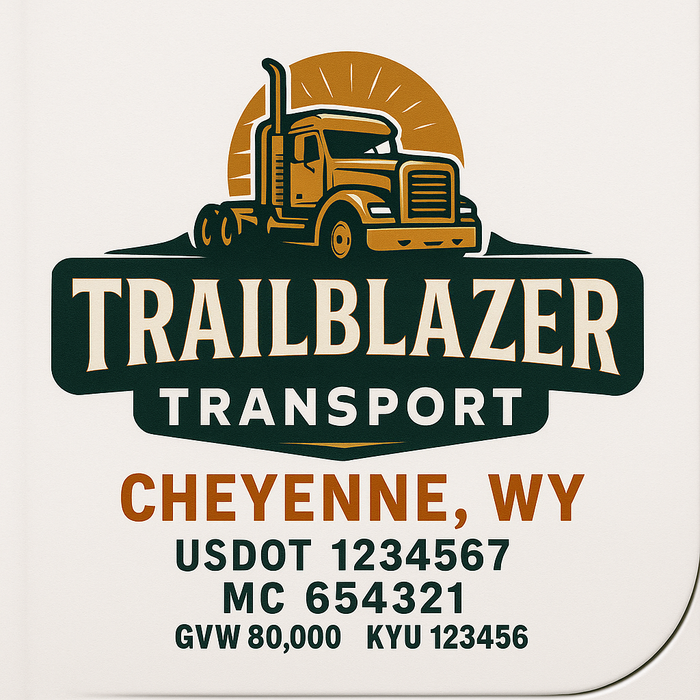 Custom Truck Door Decal Sticker Sign For Trucking, Transport, Logistics, Work Trucks, Semi Trucks With USDOT, MC, CA, KYU, VIN, GVW Regulation Numbers (Set of 2)