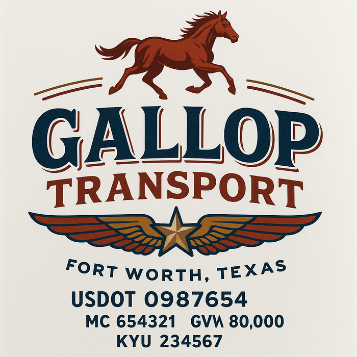 Custom Truck Door Decal Sticker Sign For Trucking, Transport, Logistics, Work Trucks, Semi Trucks With USDOT, MC, CA, KYU, VIN, GVW Regulation Numbers (Set of 2)