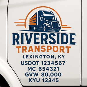 Custom Truck Door Decal Sticker Sign For Trucking, Transport, Logistics, Work Trucks, Semi Trucks With USDOT, MC, CA, KYU, VIN, GVW Regulation Numbers (Set of 2)