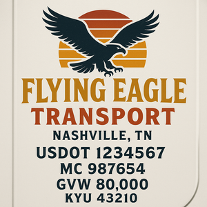 Custom Truck Door Decal Sticker Sign For Trucking, Transport, Logistics, Work Trucks, Semi Trucks With USDOT, MC, CA, KYU, VIN, GVW Regulation Numbers (Set of 2)