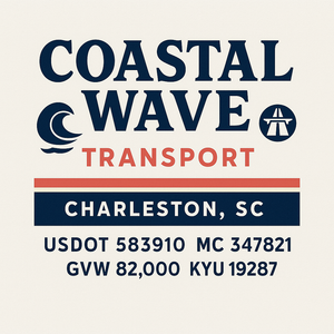 Custom Truck Door Decal Sticker Sign For Trucking, Transport, Logistics, Work Trucks, Semi Trucks With USDOT, MC, CA, KYU, VIN, GVW Regulation Numbers (Set of 2)
