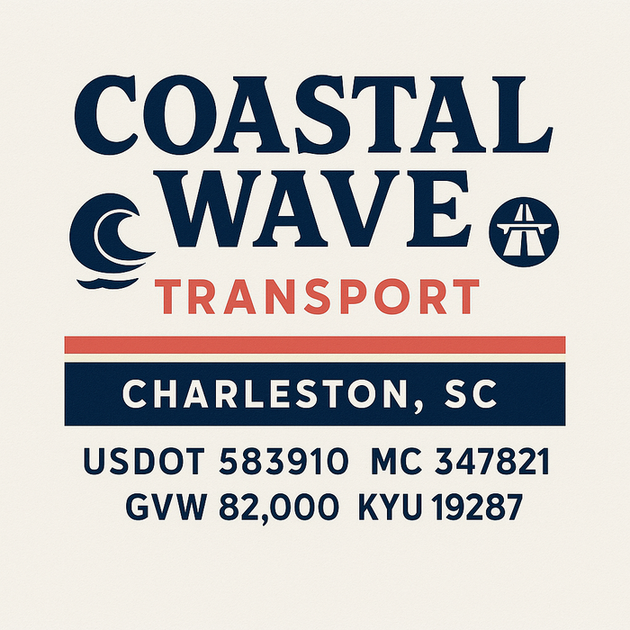 Custom Truck Door Decal Sticker Sign For Trucking, Transport, Logistics, Work Trucks, Semi Trucks With USDOT, MC, CA, KYU, VIN, GVW Regulation Numbers (Set of 2)