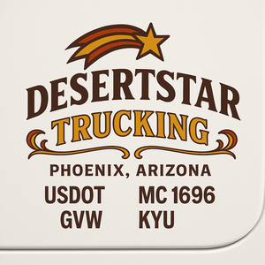Custom Truck Door Decal Sticker Sign For Trucking, Transport, Logistics, Work Trucks, Semi Trucks With USDOT, MC, CA, KYU, VIN, GVW Regulation Numbers (Set of 2)