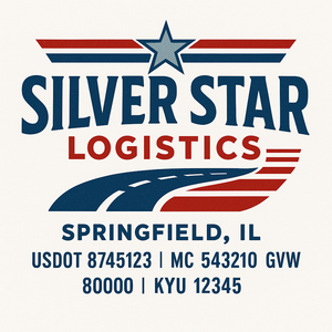 Custom Truck Door Decal Sticker Sign For Trucking, Transport, Logistics, Work Trucks, Semi Trucks With USDOT, MC, CA, KYU, VIN, GVW Regulation Numbers (Set of 2)