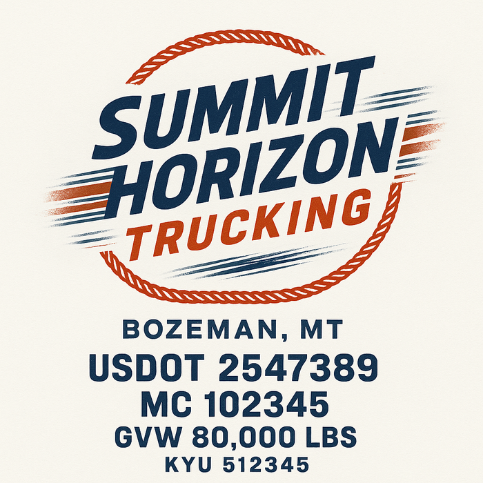 Custom Truck Door Decal Sticker Sign For Trucking, Transport, Logistics, Work Trucks, Semi Trucks With USDOT, MC, CA, KYU, VIN, GVW Regulation Numbers (Set of 2)