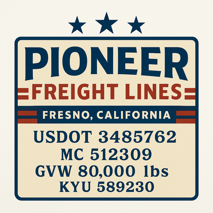 Custom Truck Door Decal Sticker Sign For Trucking, Transport, Logistics, Work Trucks, Semi Trucks With USDOT, MC, CA, KYU, VIN, GVW Regulation Numbers (Set of 2)