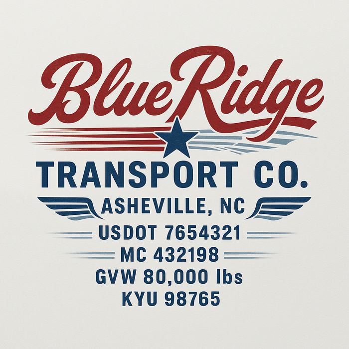 Custom Truck Door Decal Sticker Sign For Trucking, Transport, Logistics, Work Trucks, Semi Trucks With USDOT, MC, CA, KYU, VIN, GVW Regulation Numbers (Set of 2)