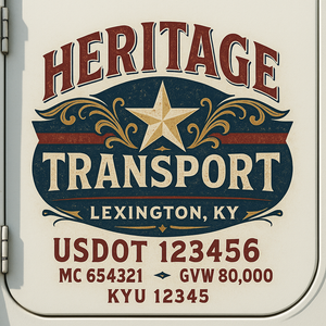 Custom Truck Door Decal Sticker Sign For Trucking, Transport, Logistics, Work Trucks, Semi Trucks With USDOT, MC, CA, KYU, VIN, GVW Regulation Numbers (Set of 2)