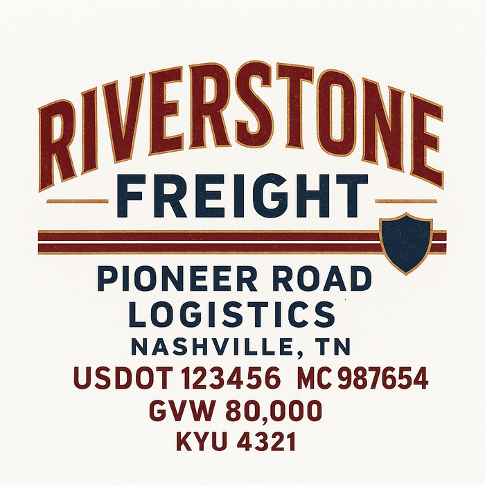 Custom Truck Door Decal Sticker Sign For Trucking, Transport, Logistics, Work Trucks, Semi Trucks With USDOT, MC, CA, KYU, VIN, GVW Regulation Numbers (Set of 2)
