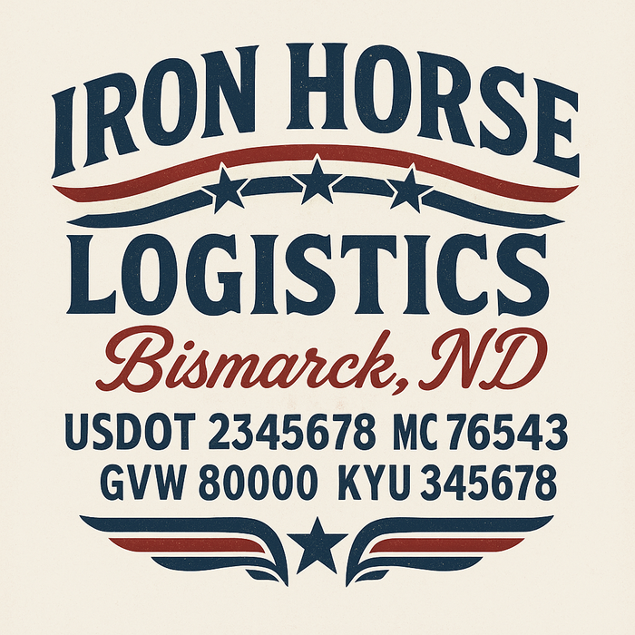 Custom Truck Door Decal Sticker Sign For Trucking, Transport, Logistics, Work Trucks, Semi Trucks With USDOT, MC, CA, KYU, VIN, GVW Regulation Numbers (Set of 2)