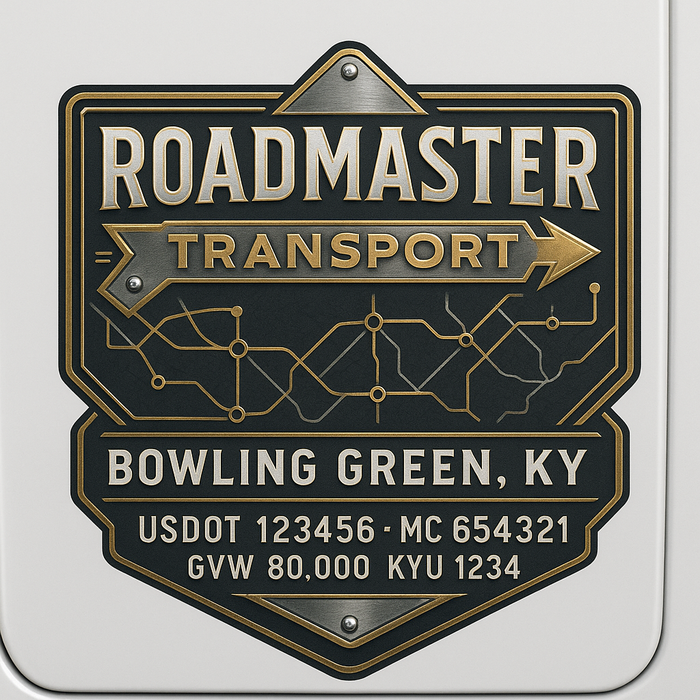 Custom Truck Door Decal Sticker Sign For Trucking, Transport, Logistics, Work Trucks, Semi Trucks With USDOT, MC, CA, KYU, VIN, GVW Regulation Numbers (Set of 2)