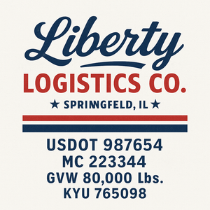 Custom Truck Door Decal Sticker Sign For Trucking, Transport, Logistics, Work Trucks, Semi Trucks With USDOT, MC, CA, KYU, VIN, GVW Regulation Numbers (Set of 2)