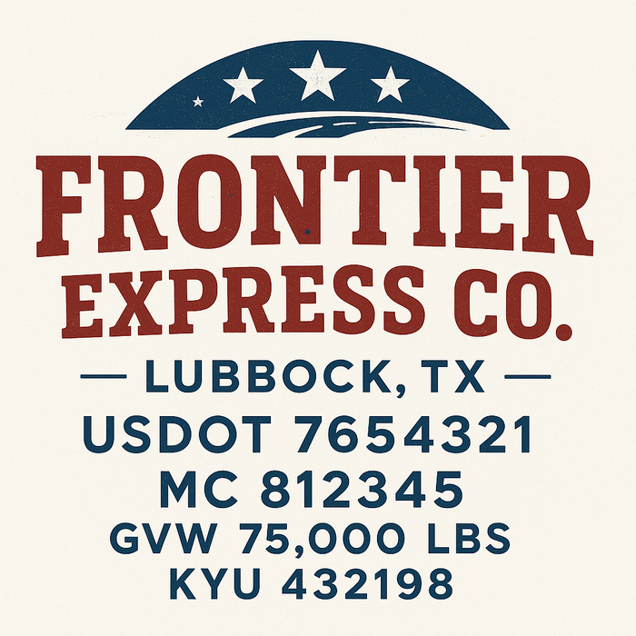 Custom Truck Door Decal Sticker Sign For Trucking, Transport, Logistics, Work Trucks, Semi Trucks With USDOT, MC, CA, KYU, VIN, GVW Regulation Numbers (Set of 2)