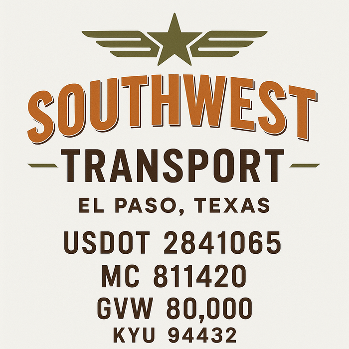 Custom Truck Door Decal Sticker Sign For Trucking, Transport, Logistics, Work Trucks, Semi Trucks With USDOT, MC, CA, KYU, VIN, GVW Regulation Numbers (Set of 2)