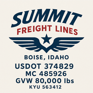 Custom Truck Door Decal Sticker Sign For Trucking, Transport, Logistics, Work Trucks, Semi Trucks With USDOT, MC, CA, KYU, VIN, GVW Regulation Numbers (Set of 2)
