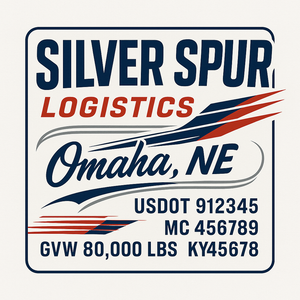 Custom Truck Door Decal Sticker Sign For Trucking, Transport, Logistics, Work Trucks, Semi Trucks With USDOT, MC, CA, KYU, VIN, GVW Regulation Numbers (Set of 2)