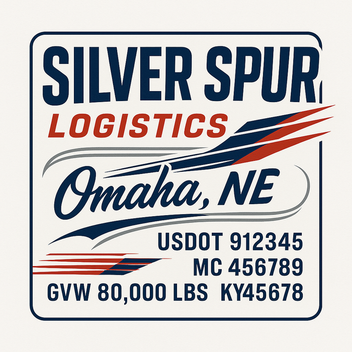 Custom Truck Door Decal Sticker Sign For Trucking, Transport, Logistics, Work Trucks, Semi Trucks With USDOT, MC, CA, KYU, VIN, GVW Regulation Numbers (Set of 2)