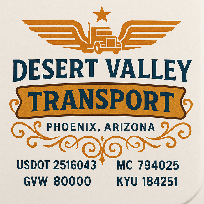 Custom Truck Door Decal Sticker Sign For Trucking, Transport, Logistics, Work Trucks, Semi Trucks With USDOT, MC, CA, KYU, VIN, GVW Regulation Numbers (Set of 2)