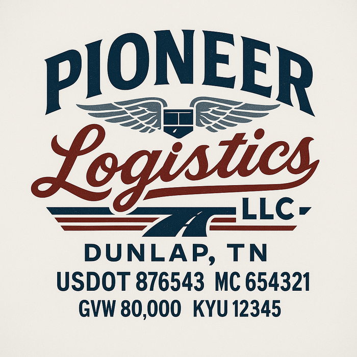 Custom Truck Door Decal Sticker Sign For Trucking, Transport, Logistics, Work Trucks, Semi Trucks With USDOT, MC, CA, KYU, VIN, GVW Regulation Numbers (Set of 2)