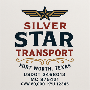Custom Truck Door Decal Sticker Sign For Trucking, Transport, Logistics, Work Trucks, Semi Trucks With USDOT, MC, CA, KYU, VIN, GVW Regulation Numbers (Set of 2)