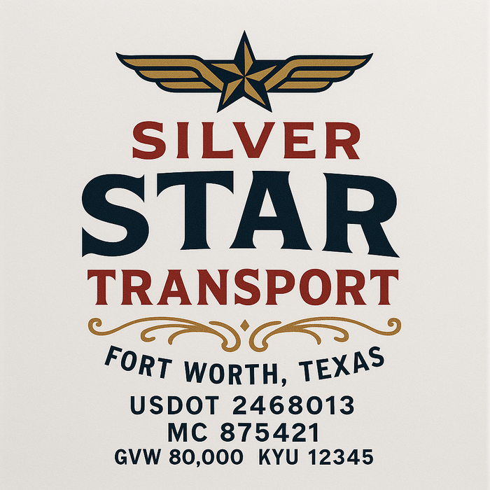 Custom Truck Door Decal Sticker Sign For Trucking, Transport, Logistics, Work Trucks, Semi Trucks With USDOT, MC, CA, KYU, VIN, GVW Regulation Numbers (Set of 2)