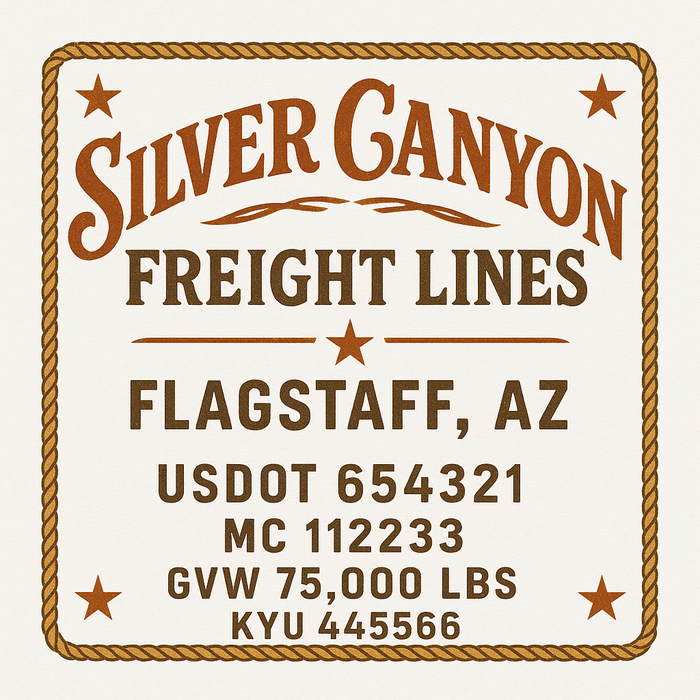 Custom Truck Door Decal Sticker Sign For Trucking, Transport, Logistics, Work Trucks, Semi Trucks With USDOT, MC, CA, KYU, VIN, GVW Regulation Numbers (Set of 2)