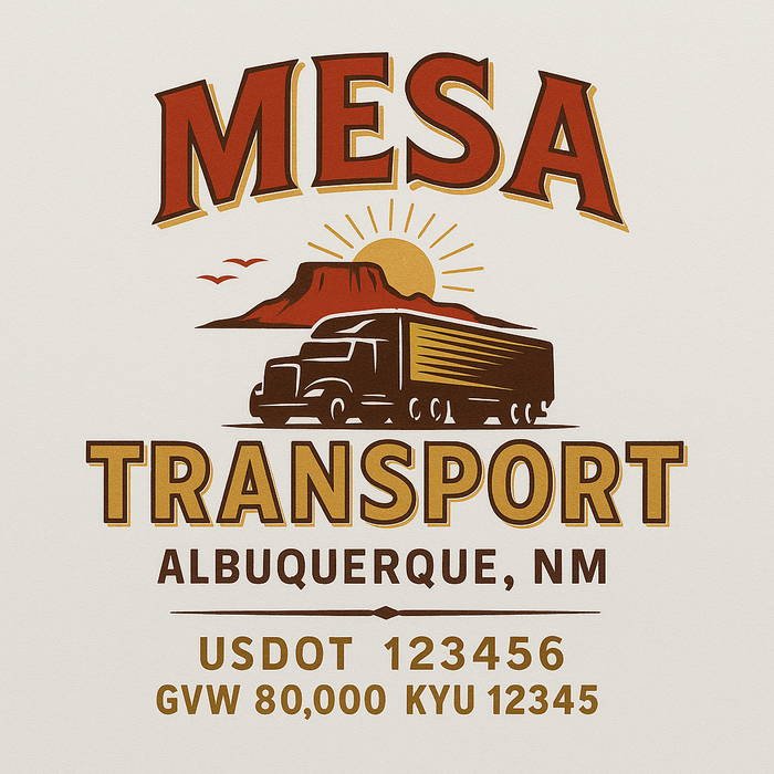 Custom Truck Door Decal Sticker Sign For Trucking, Transport, Logistics, Work Trucks, Semi Trucks With USDOT, MC, CA, KYU, VIN, GVW Regulation Numbers (Set of 2)