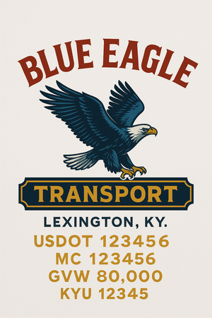 Custom Truck Door Decal Sticker Sign For Trucking, Transport, Logistics, Work Trucks, Semi Trucks With USDOT, MC, CA, KYU, VIN, GVW Regulation Numbers (Set of 2)