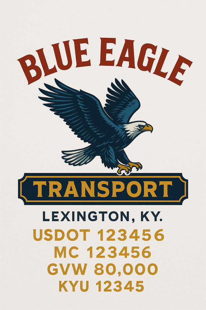 Custom Truck Door Decal Sticker Sign For Trucking, Transport, Logistics, Work Trucks, Semi Trucks With USDOT, MC, CA, KYU, VIN, GVW Regulation Numbers (Set of 2)