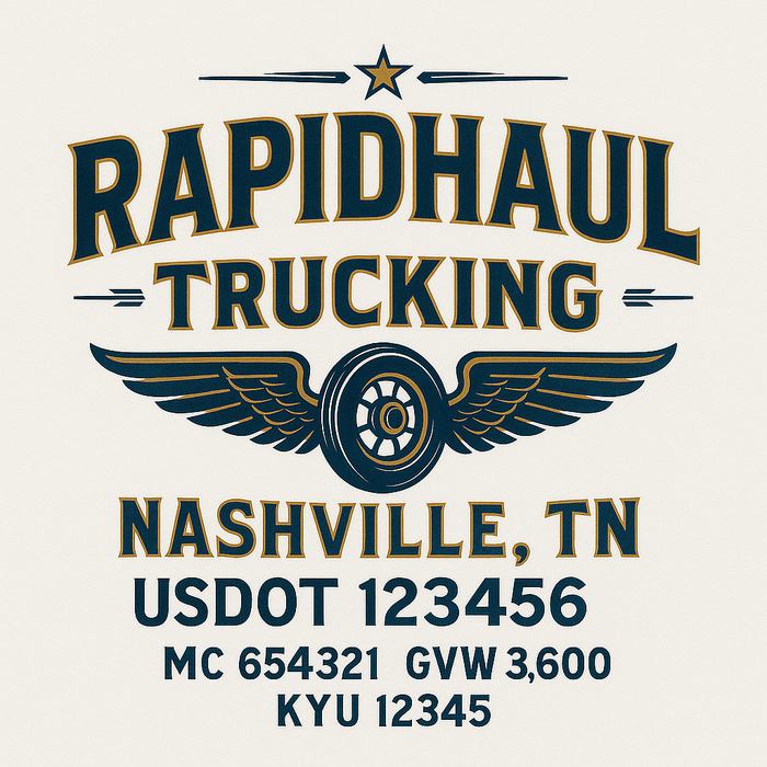 Custom Truck Door Decal Sticker Sign For Trucking, Transport, Logistics, Work Trucks, Semi Trucks With USDOT, MC, CA, KYU, VIN, GVW Regulation Numbers (Set of 2)